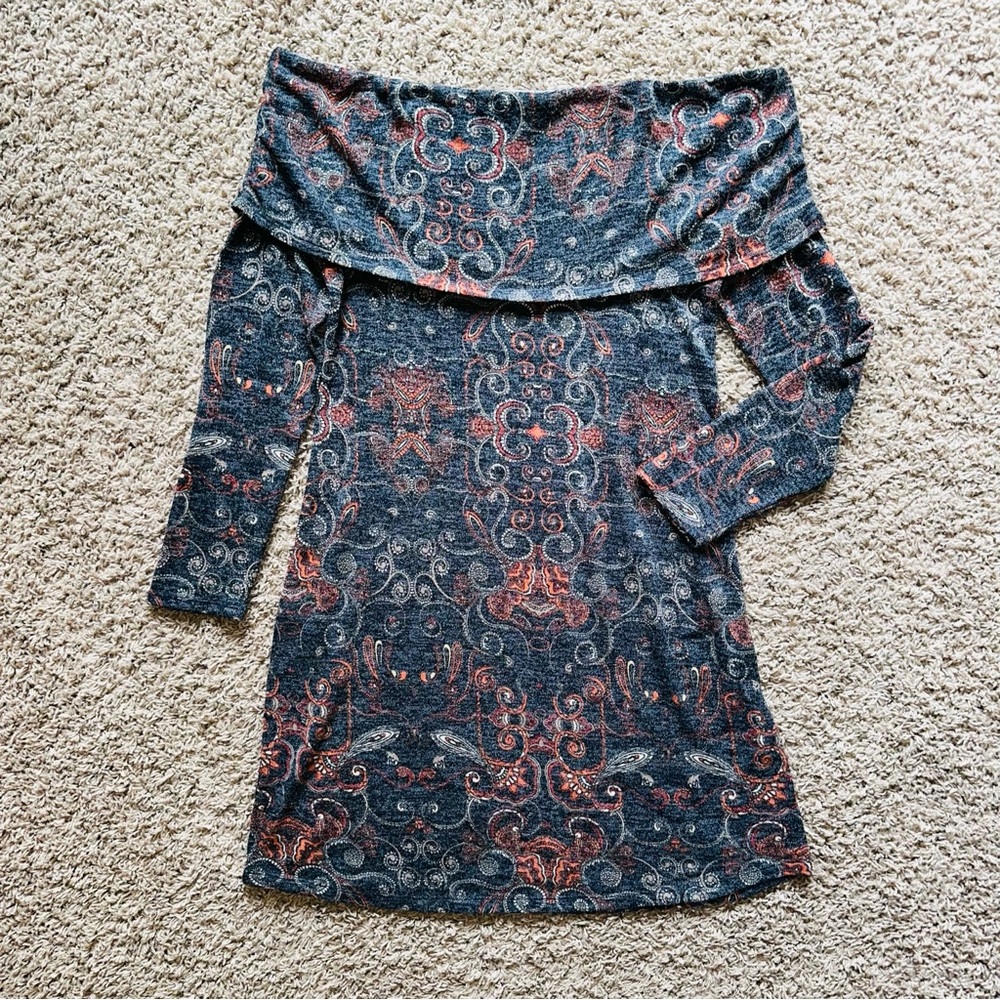 Veronica M Off the Shoulder Patterned Dress XL X-Large Women’s Long Sleeve Dre